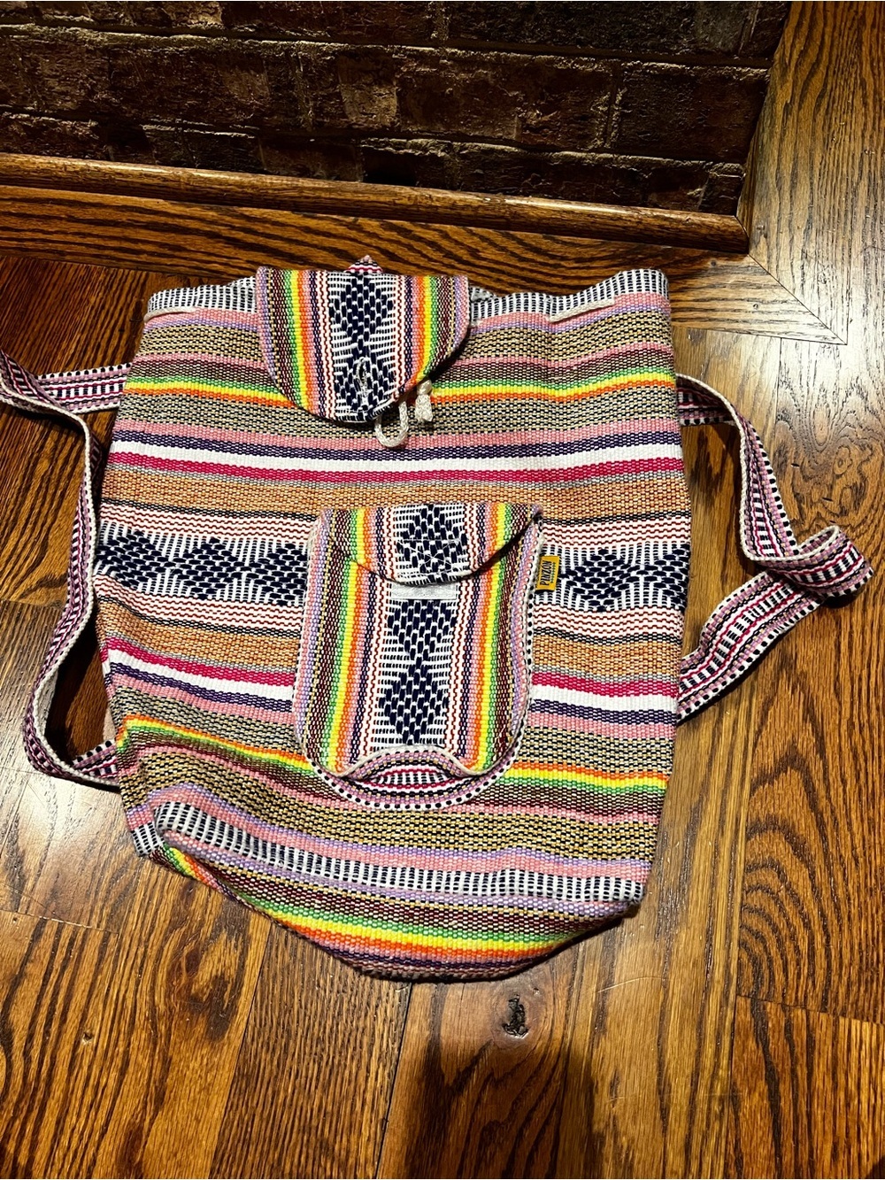 Pinzon Woven Serape Backpack Boho Festival Hippie Southwestern Cotton Bag